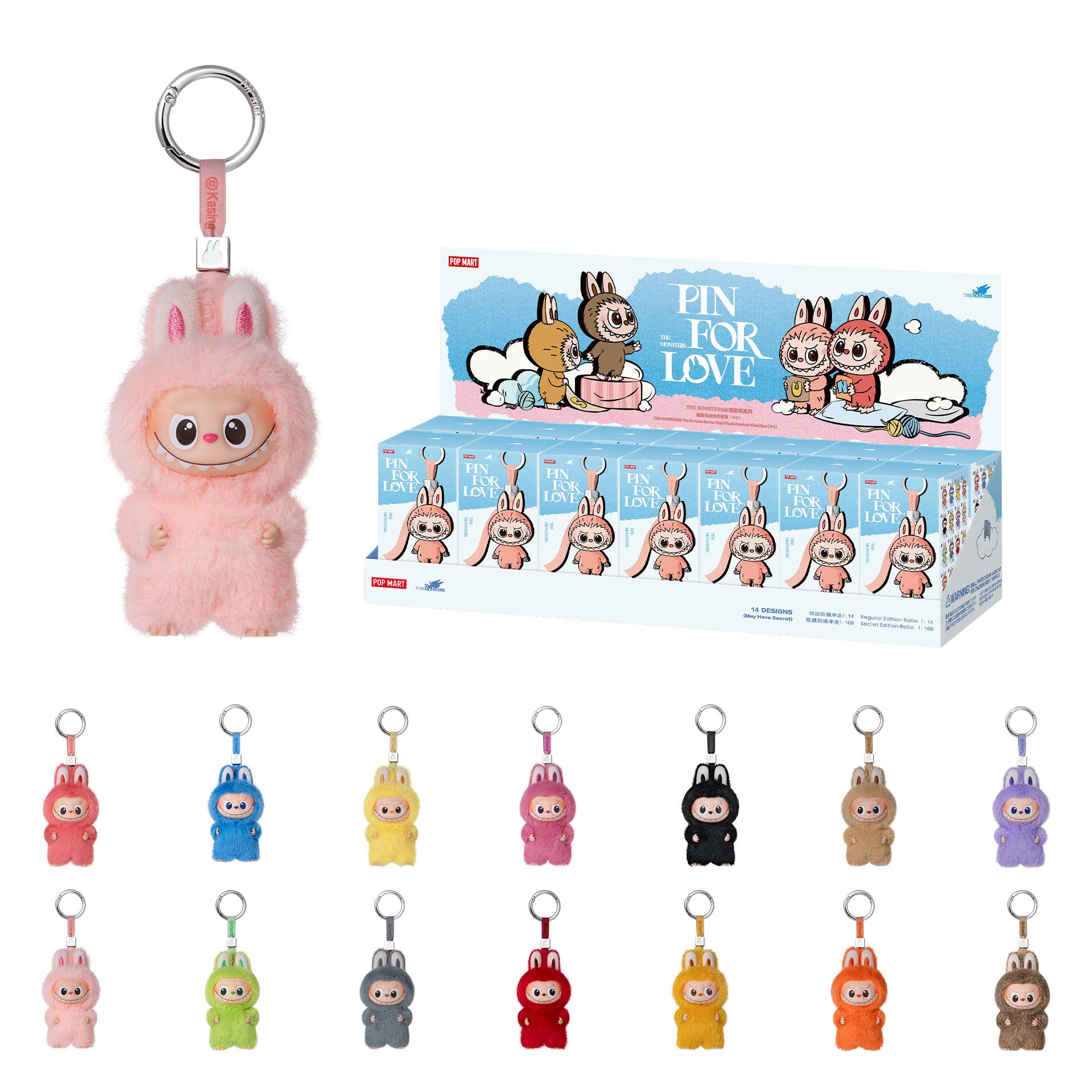 POP MART THE Monster Pin for Love Series (A–M) Mini Labubu Doll Blind Box Mystery Box Keychain – Vinyl Plush Pendant, Bag Charms, Collectible Holiday & Birthday Gift for Kids & Adults, Single Box
