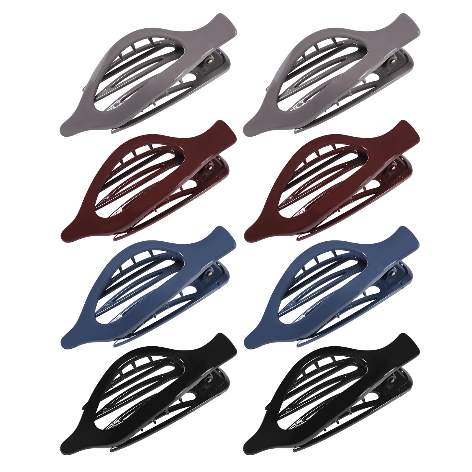 8 Pack Flat Hair Clips for Women,Matte No Crease Flat Claw Clips, Large Strong Hold Barrettes for Thick & Thin Hair, French Duckbill Styling Accessories