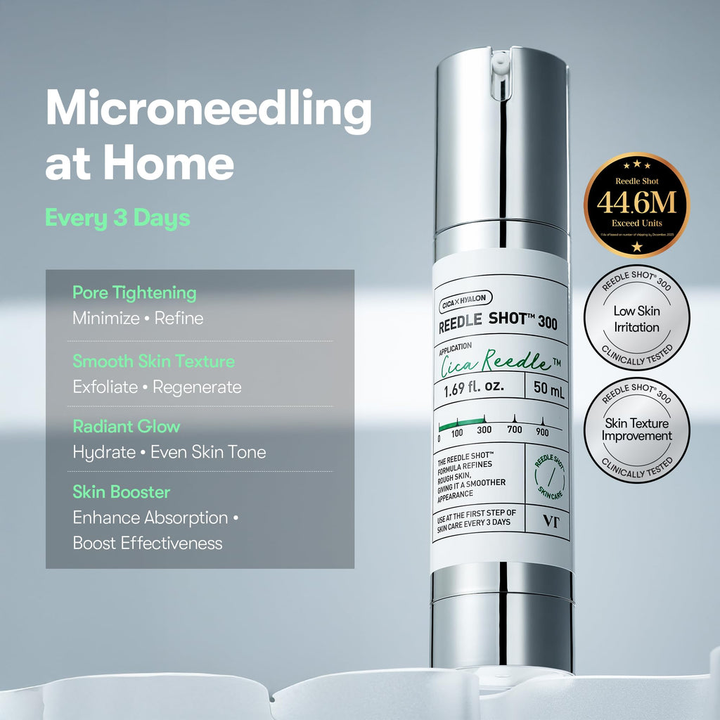 VT COSMETICS CICA Reedle Shot 100, Spicule Microneedling Serum for Pore Care & Exfoliation, Exosome, Centella Asiatica for Glass Skin, Skin Texture, Korean Liquid Skin Booster (1.69 Fl Oz / 50ml)