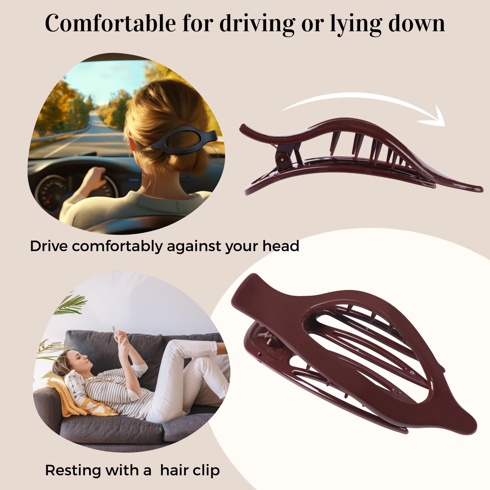 8 Pack Flat Hair Clips for Women,Matte No Crease Flat Claw Clips, Large Strong Hold Barrettes for Thick & Thin Hair, French Duckbill Styling Accessories