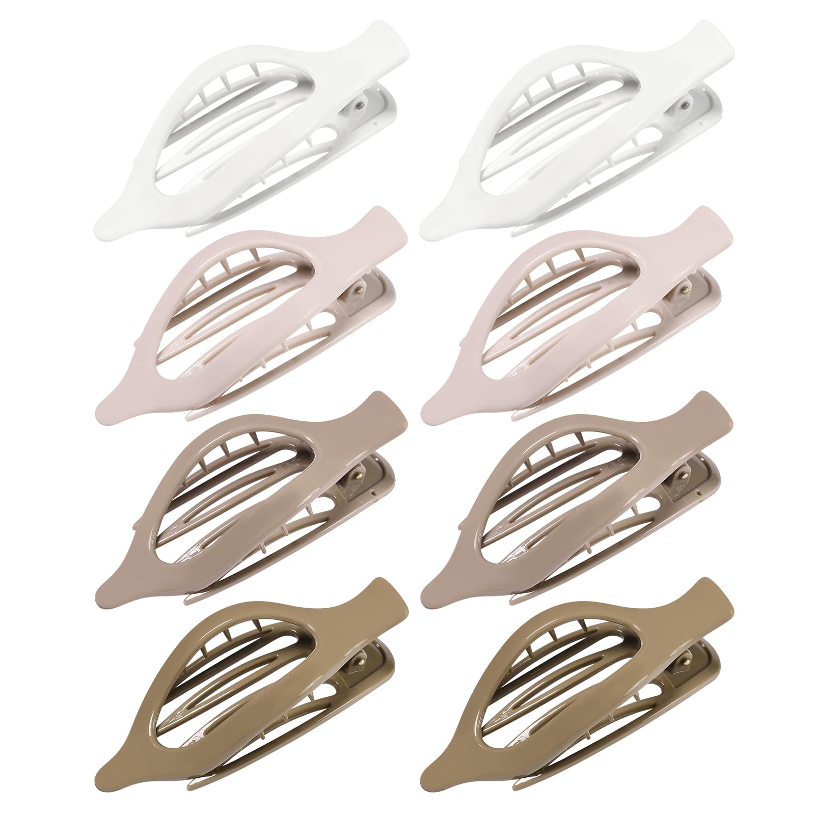 8 Pack Flat Hair Clips for Women,Matte No Crease Flat Claw Clips, Large Strong Hold Barrettes for Thick & Thin Hair, French Duckbill Styling Accessories