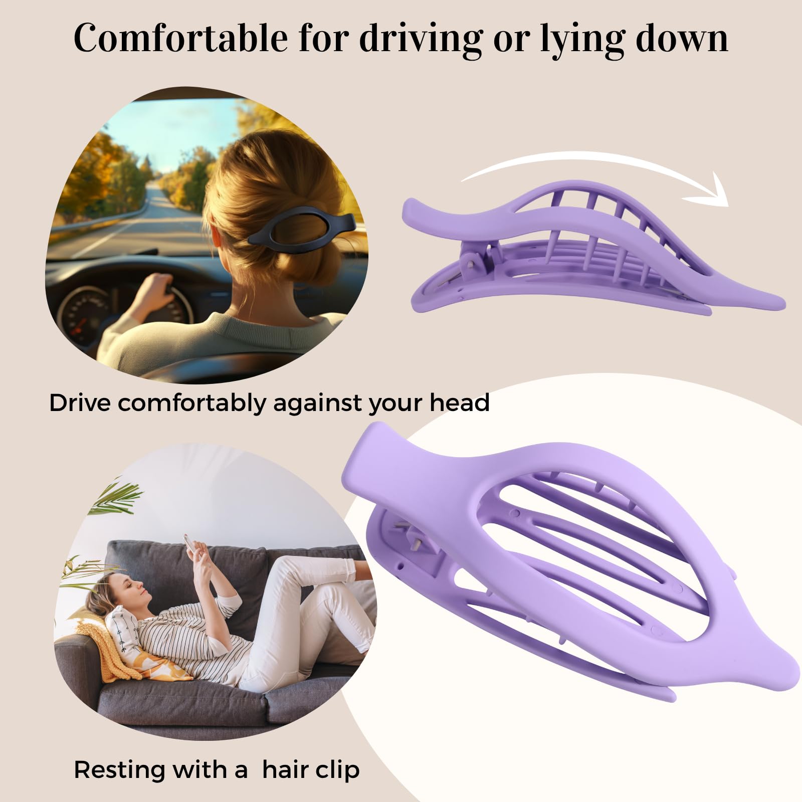 8 Pack Flat Hair Clips for Women,Matte No Crease Flat Claw Clips, Large Strong Hold Barrettes for Thick & Thin Hair, French Duckbill Styling Accessories