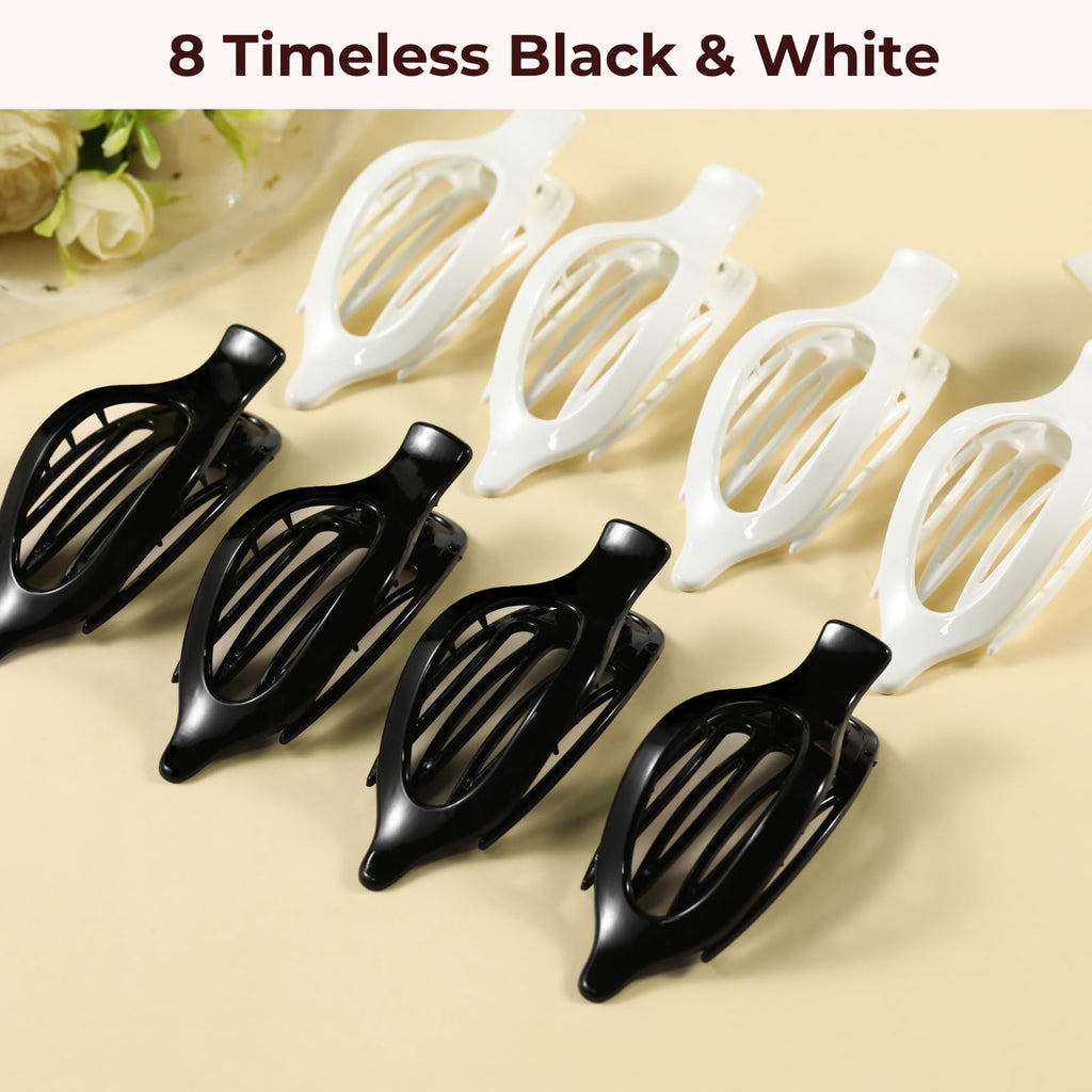 8 Pack Flat Hair Clips for Women,Matte No Crease Flat Claw Clips, Large Strong Hold Barrettes for Thick & Thin Hair, French Duckbill Styling Accessories