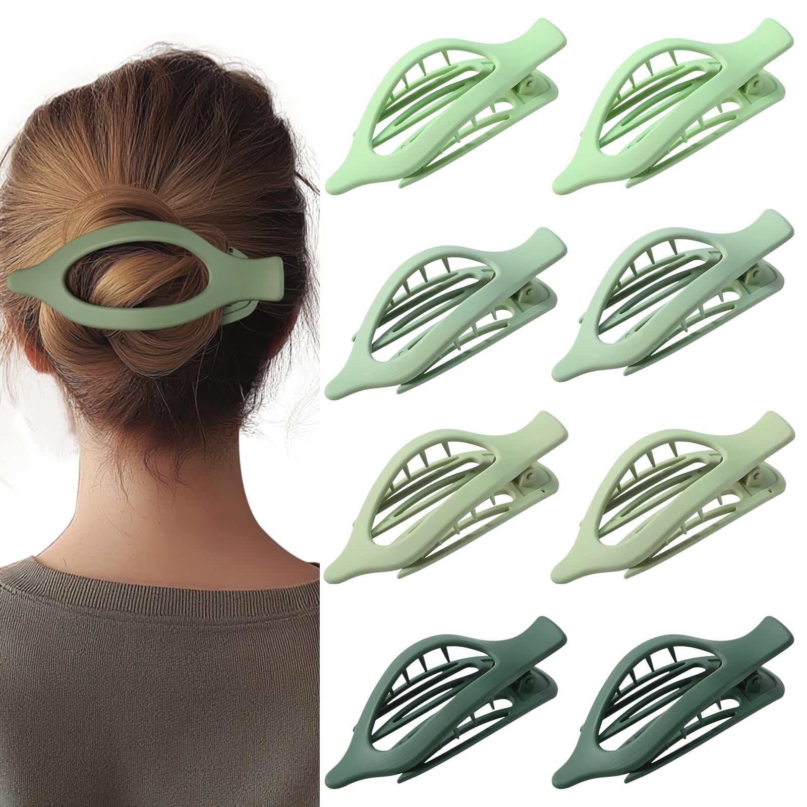 8 Pack Flat Hair Clips for Women,Matte No Crease Flat Claw Clips, Large Strong Hold Barrettes for Thick & Thin Hair, French Duckbill Styling Accessories