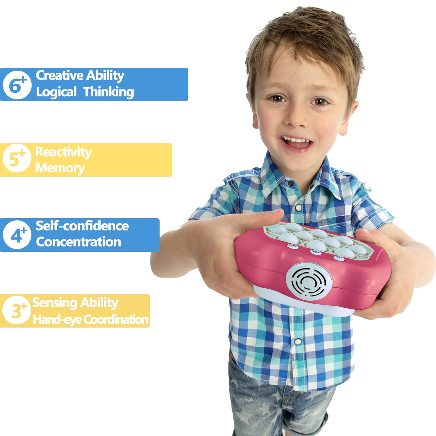 Intoypad Pop The Target! Handheld Speed Push Game Machine: A Fun Multiplayer Game for Family. Sensory Fidget Toy Christmas Toys Gifts for 6 7 8 9 10 11 12 Years Old Kids Road Trip Car Games Kids White