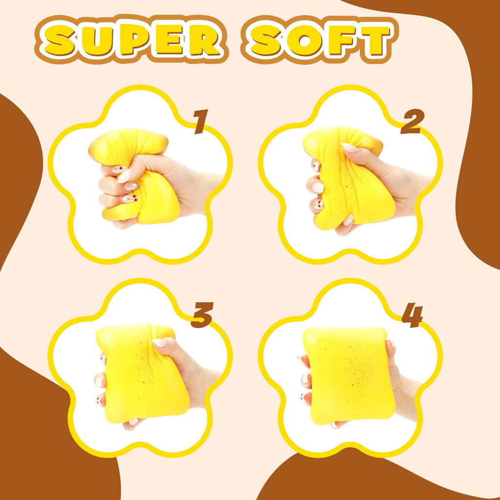 3 Pack Slow Rising Squishy Butter Bread, Realistic Bread Squishies with Butter Scent, Soft Sticky Squishy Toy, Stress Relief Fidget for Focus, Popular Squishies Gift Party Favor