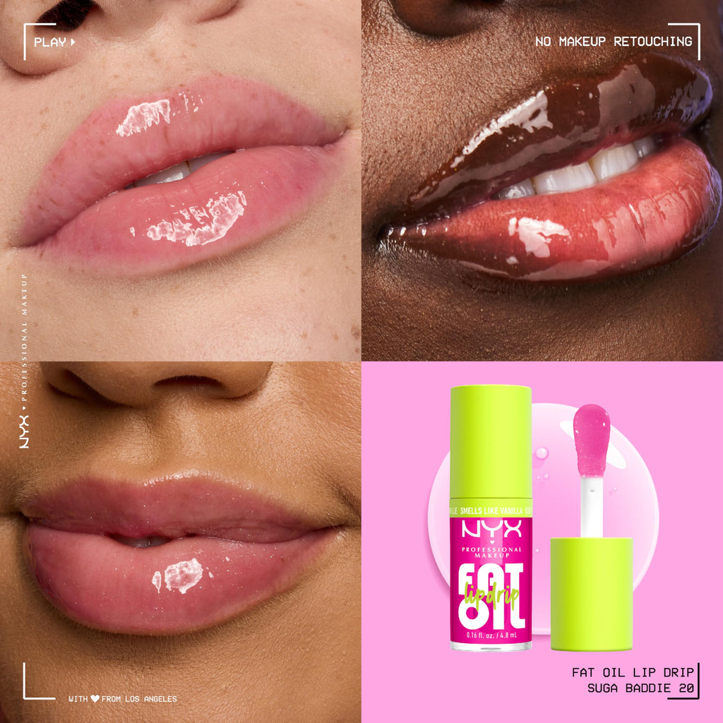 NYX PROFESSIONAL MAKEUP Fat Oil Lip Drip, Moisturizing Lip Oil Gloss, Vegan Tinted Formula, Up to 12 HR Hydration - Follow Back (Shimmering Warm Nude)