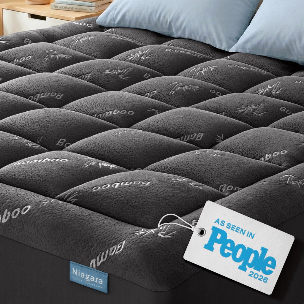 Niagara Sleep Solution Ultra Soft Queen Size Mattress Topper - Rayon Derived from Bamboo Pillow Top Mattress Pad for Back Pain Relief - Naturally Cooling for Hot Sleepers, Green
