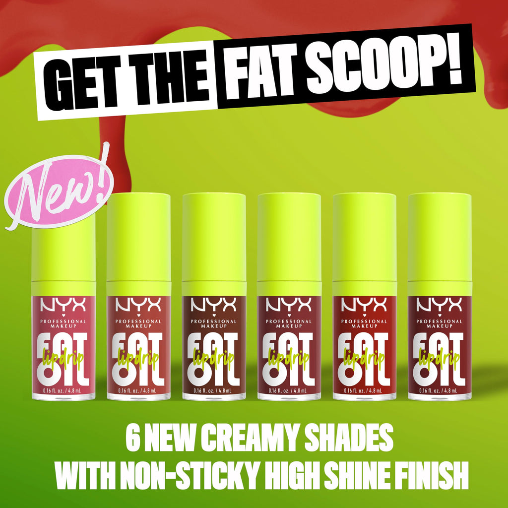 NYX PROFESSIONAL MAKEUP Fat Oil Lip Drip, Moisturizing Lip Oil Gloss, Vegan Tinted Formula, Up to 12 HR Hydration - Follow Back (Shimmering Warm Nude)