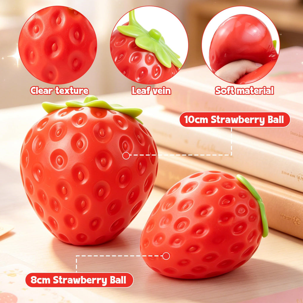 3Pcs Big Taba Squishies Strawberry, Cute Strawberry Squeeze Toys, Upgrade Fruit Squishies, Kawaii Sticky Stress Toy, Clear Fidget Toys, Valentines Gift for Kids, Teen Boys Girls Birthday Gift Ideas