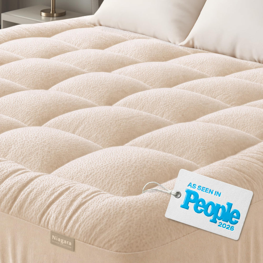 Niagara Sleep Solution Ultra Soft Queen Size Mattress Topper - Rayon Derived from Bamboo Pillow Top Mattress Pad for Back Pain Relief - Naturally Cooling for Hot Sleepers, Green