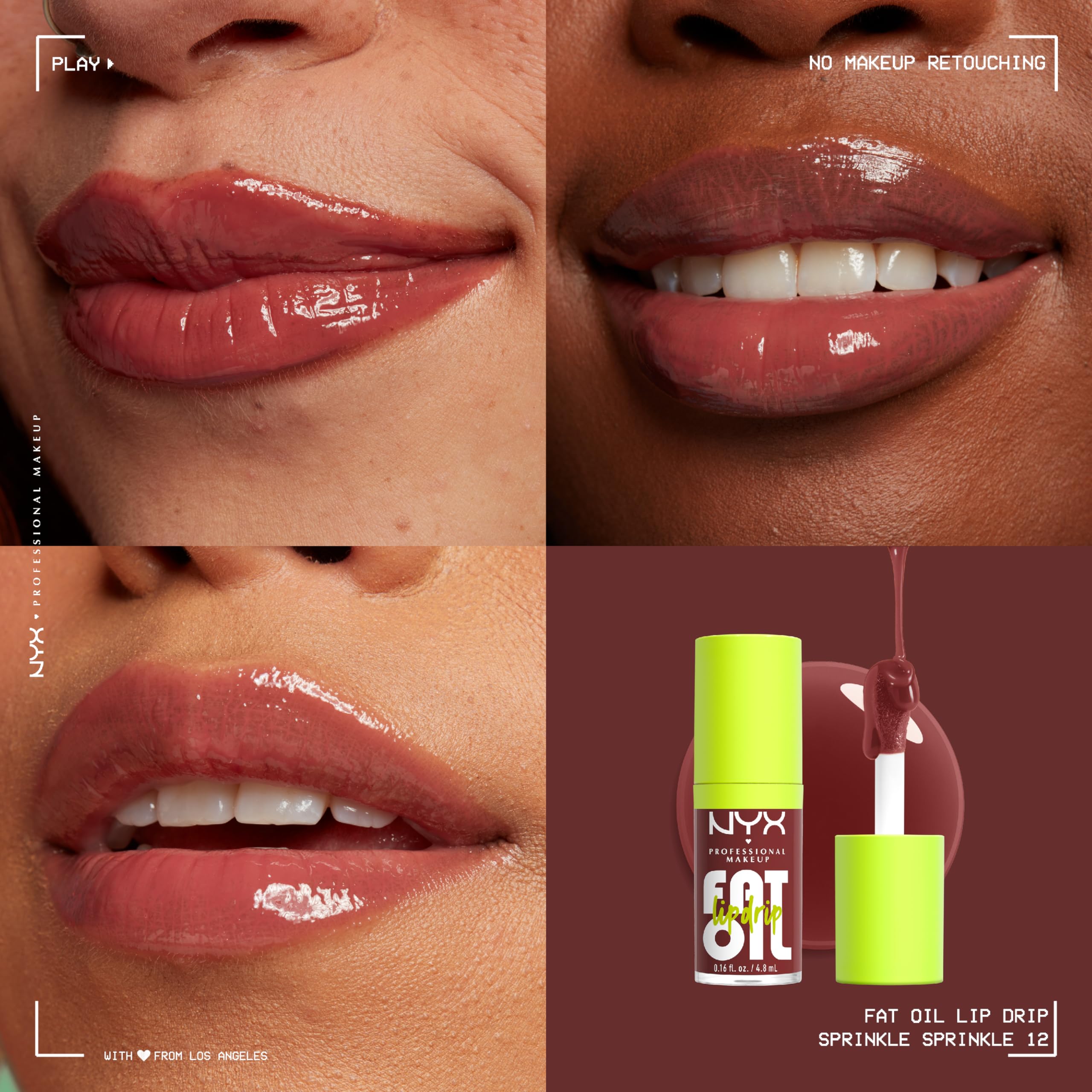 NYX PROFESSIONAL MAKEUP Fat Oil Lip Drip, Moisturizing Lip Oil Gloss, Vegan Tinted Formula, Up to 12 HR Hydration - Follow Back (Shimmering Warm Nude)