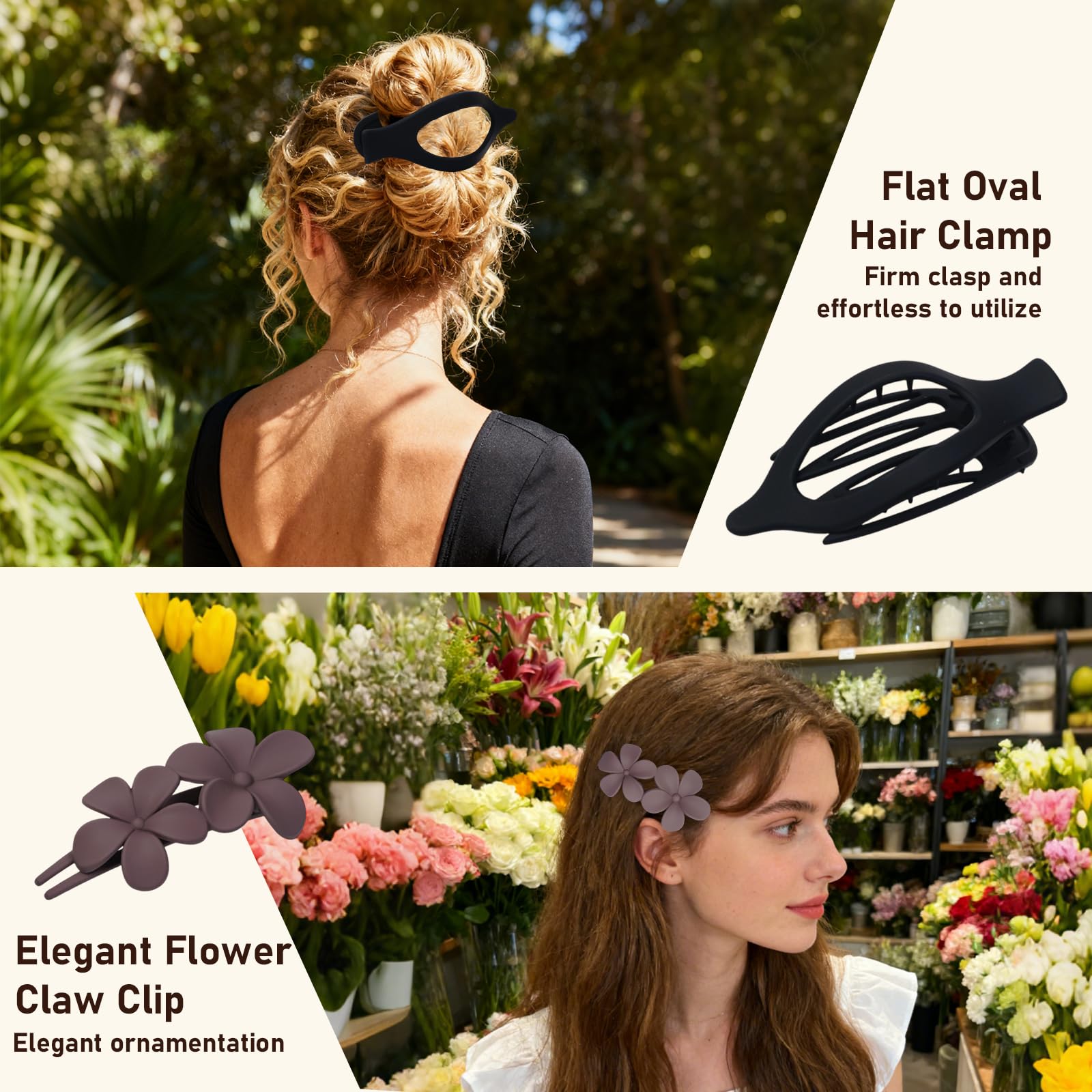 8 Pack Flat Hair Clips for Women,Matte No Crease Flat Claw Clips, Large Strong Hold Barrettes for Thick & Thin Hair, French Duckbill Styling Accessories