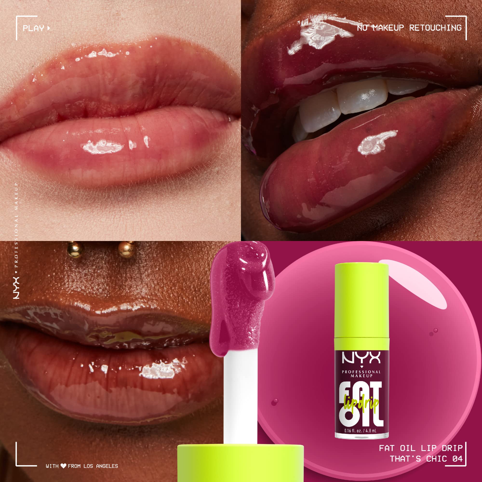 NYX PROFESSIONAL MAKEUP Fat Oil Lip Drip, Moisturizing Lip Oil Gloss, Vegan Tinted Formula, Up to 12 HR Hydration - Follow Back (Shimmering Warm Nude)