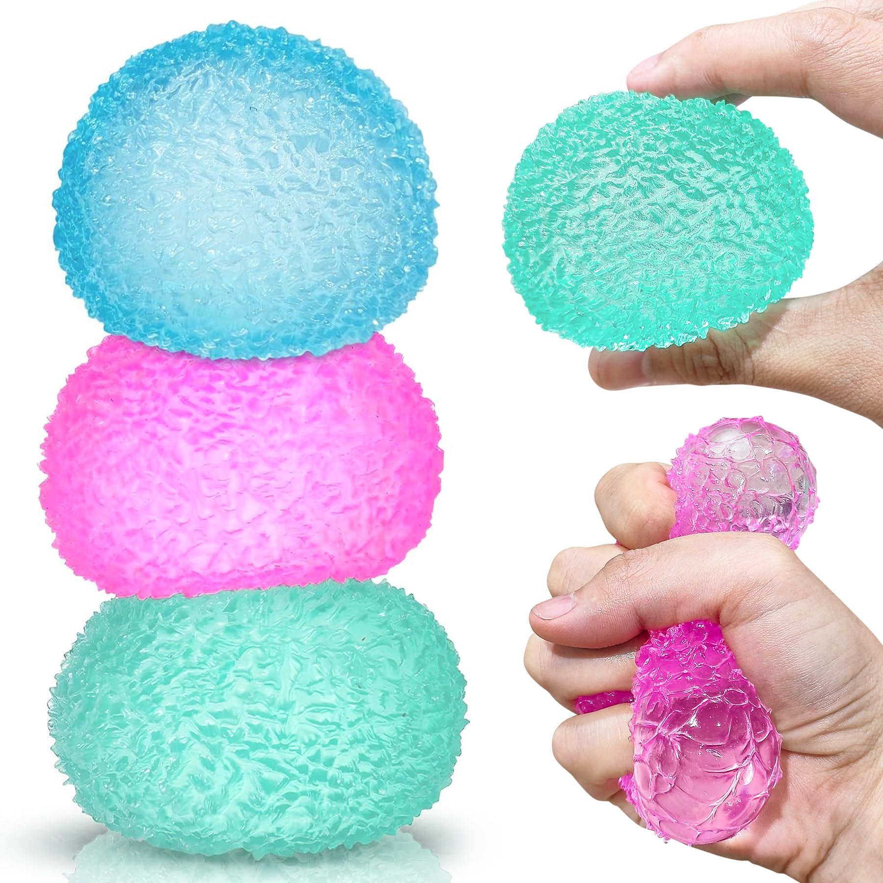 3Pcs Big Taba Squishies Strawberry, Cute Strawberry Squeeze Toys, Upgrade Fruit Squishies, Kawaii Sticky Stress Toy, Clear Fidget Toys, Valentines Gift for Kids, Teen Boys Girls Birthday Gift Ideas