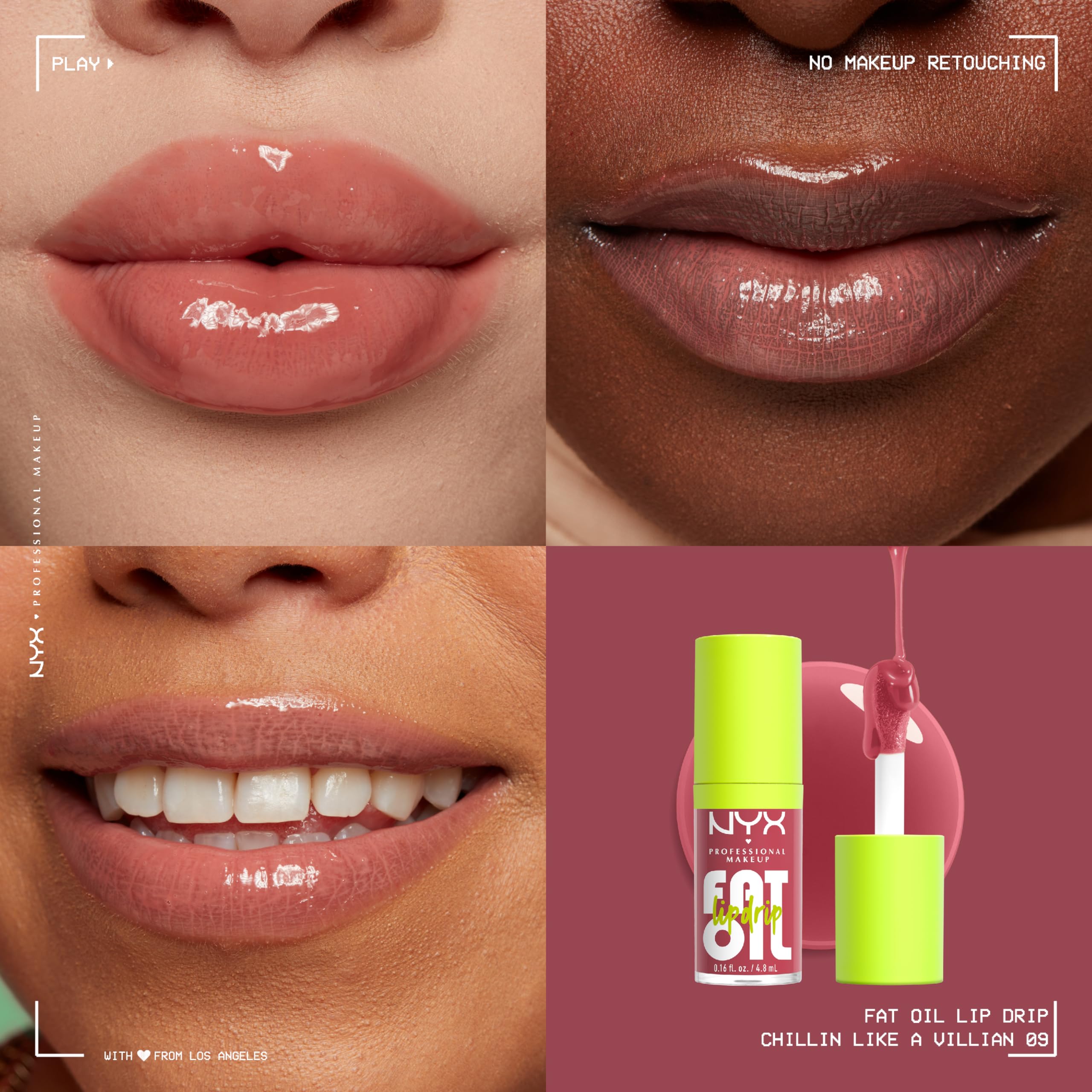 NYX PROFESSIONAL MAKEUP Fat Oil Lip Drip, Moisturizing Lip Oil Gloss, Vegan Tinted Formula, Up to 12 HR Hydration - Follow Back (Shimmering Warm Nude)