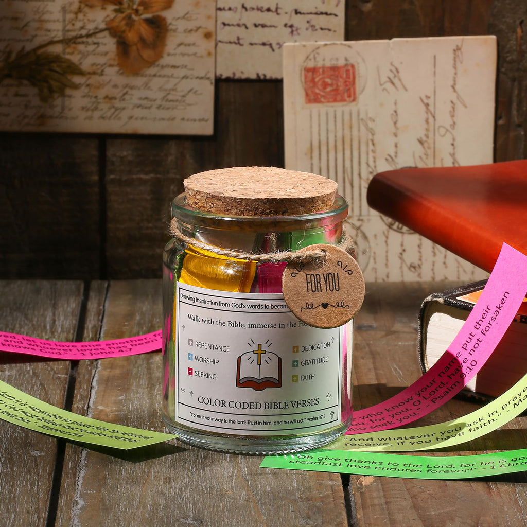 Bible Verse Jar, Read Me When Bible Verses Jar for Daily Encouragement - Christian Gifts for Women, Mothers Day Gift for Mom, Birthday Gifts, Graduation Gift, Prayer Cards With A 48-inch Ribbon Bow