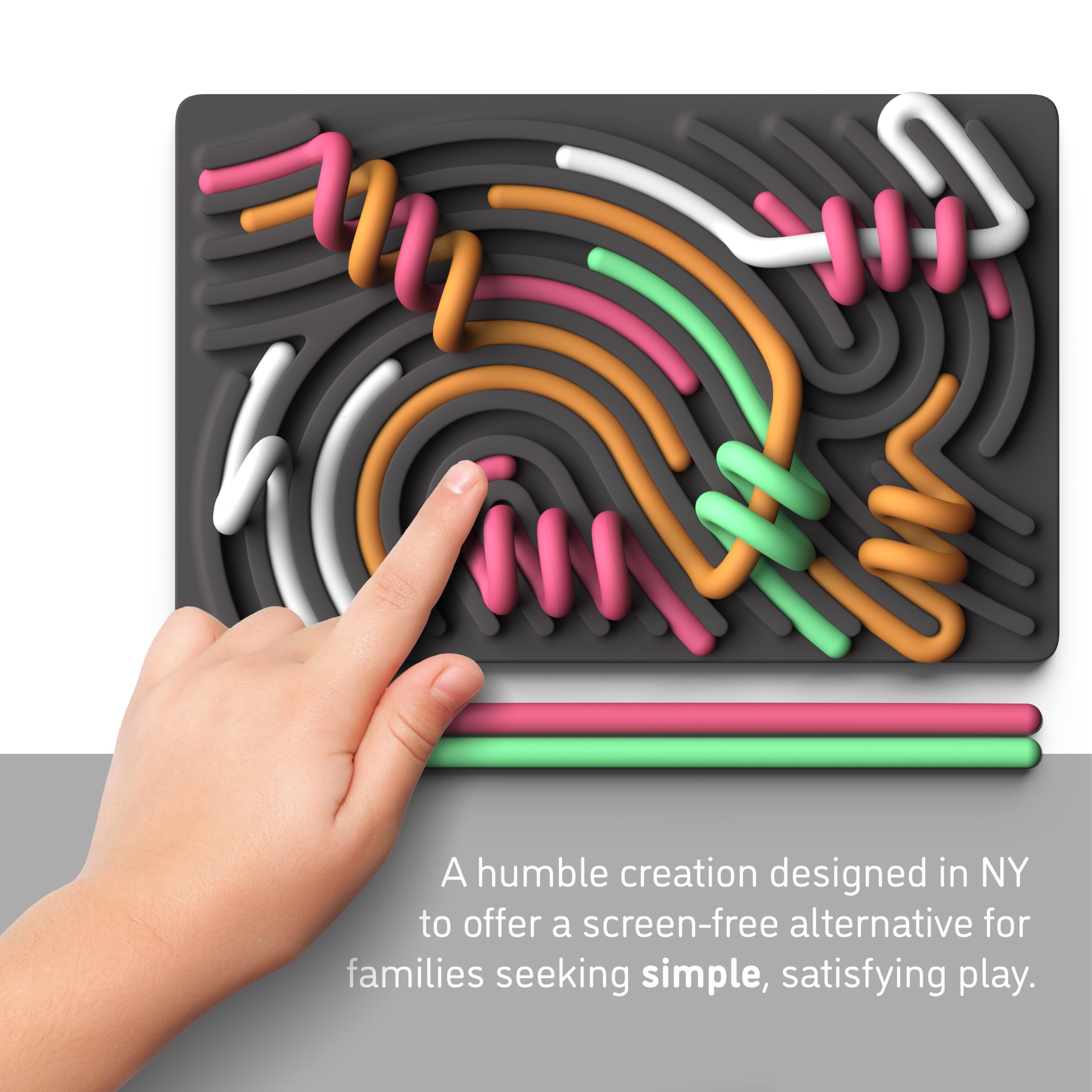 Pushpeel Sensory Activity Board: Silicone Fidget Toy for Calming, Stress, Anxiety, ADHD & Autism | Silent, No Mess | Kids 3+ & Adults | Includes Portable Travel Bag & 11 Strings