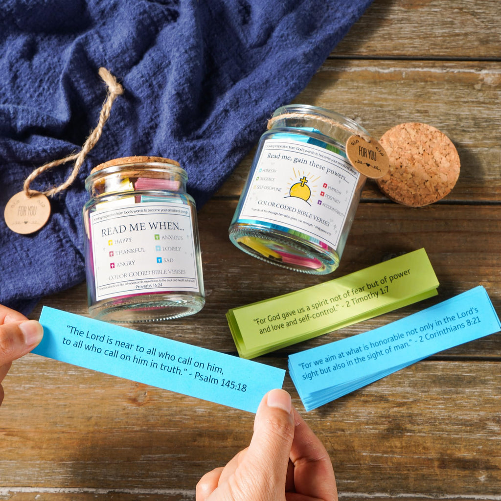 Bible Verse Jar, Read Me When Bible Verses Jar for Daily Encouragement - Christian Gifts for Women, Mothers Day Gift for Mom, Birthday Gifts, Graduation Gift, Prayer Cards With A 48-inch Ribbon Bow