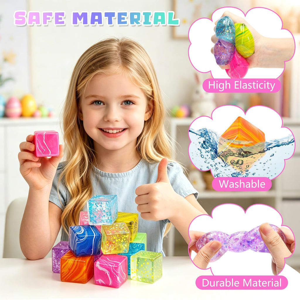12 pcs 1.3“ Nice Ice Cube Squishy Fidget Toys, Slow Rise Squishies Stress Ball Relief Toy, Sensory Fidget Toy for Focus & Calm, Unique Desk Decor for Teens & Adults, Gifts Idea.