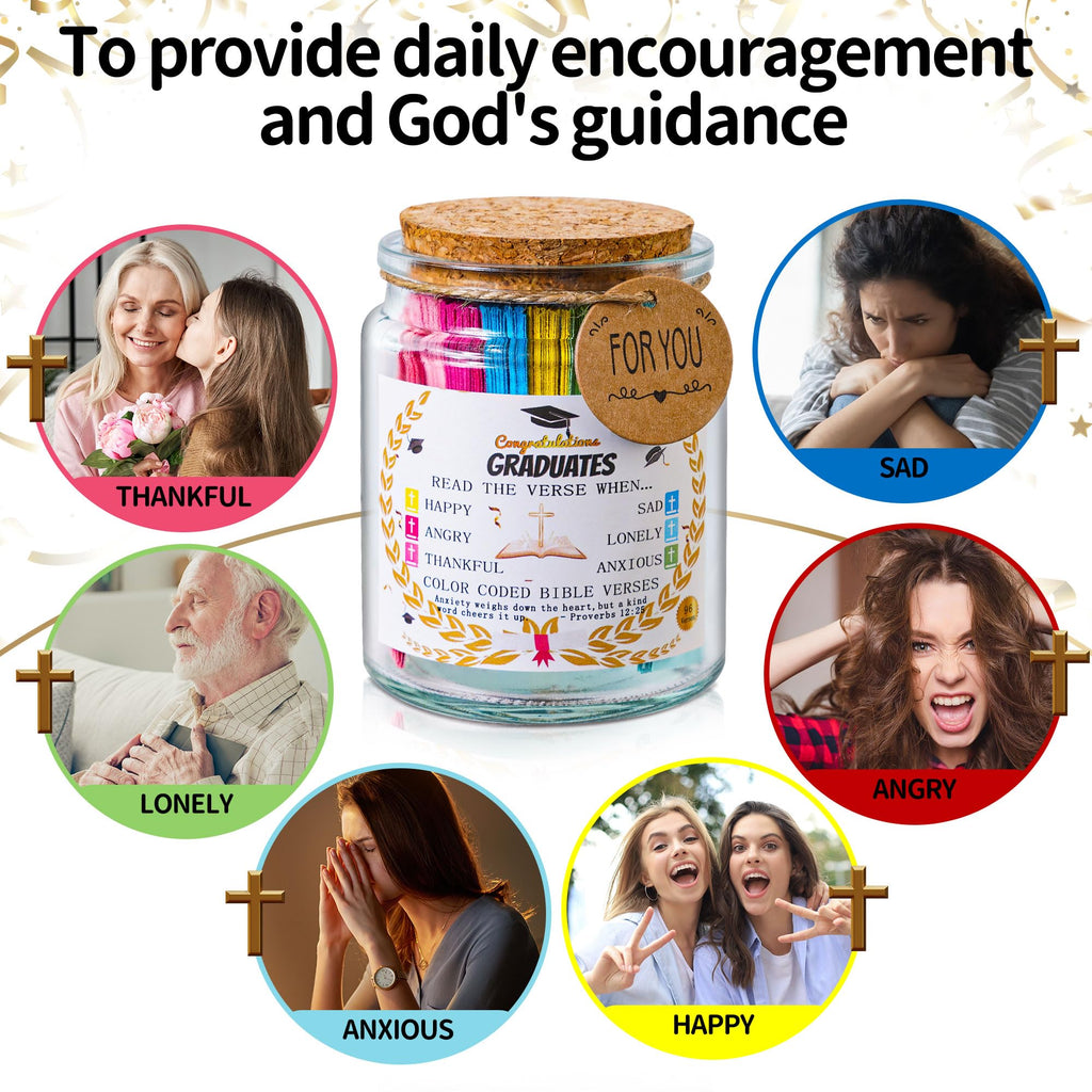 Bible Verse Jar, Read Me When Bible Verses Jar for Daily Encouragement - Christian Gifts for Women, Mothers Day Gift for Mom, Birthday Gifts, Graduation Gift, Prayer Cards With A 48-inch Ribbon Bow