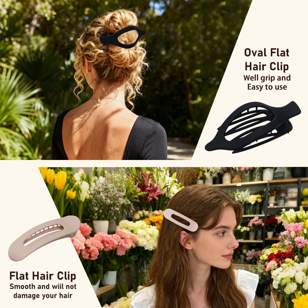 8 Pack Flat Hair Clips for Women,Matte No Crease Flat Claw Clips, Large Strong Hold Barrettes for Thick & Thin Hair, French Duckbill Styling Accessories