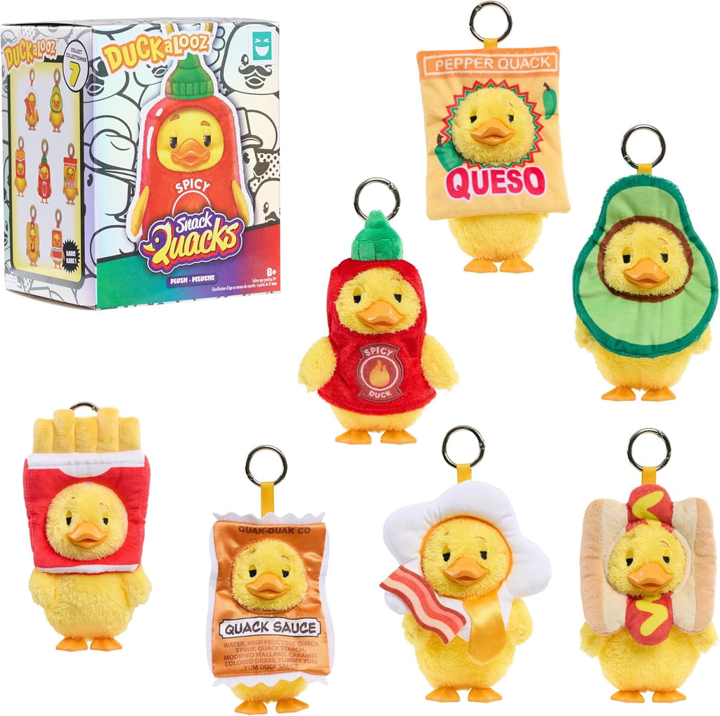 HAPPY HAUL Duckalooz Snack Quack Clip-On Plush Duck Assortment, Plush Duck Clip-On Blind Box Collectible Toy with Removable Costume, 5-Inch Stuffed Toy, Short-Run Drop, Ages 8 and up
