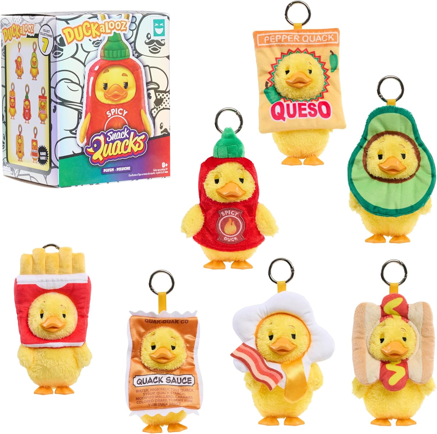HAPPY HAUL Duckalooz Snack Quack Clip-On Plush Duck Assortment, Plush Duck Clip-On Blind Box Collectible Toy with Removable Costume, 5-Inch Stuffed Toy, Short-Run Drop, Ages 8 and up