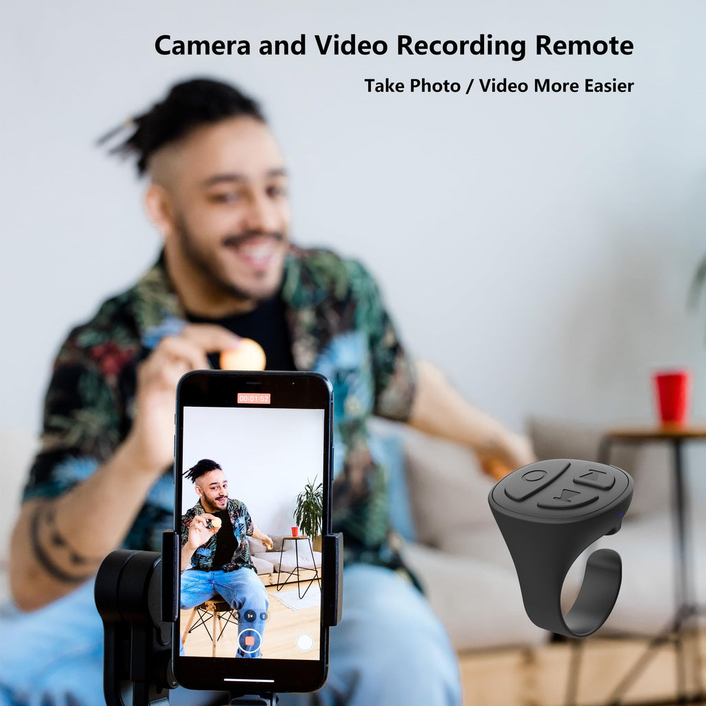 Tiktok Scrolling Ring, Bluetooth Camera Remote Control, Scrolling Ring Remote for iPhone TikTok FB YouTube IG Android Phone, Fingertip Wireless Scroller Page Turner (Baby Pink)