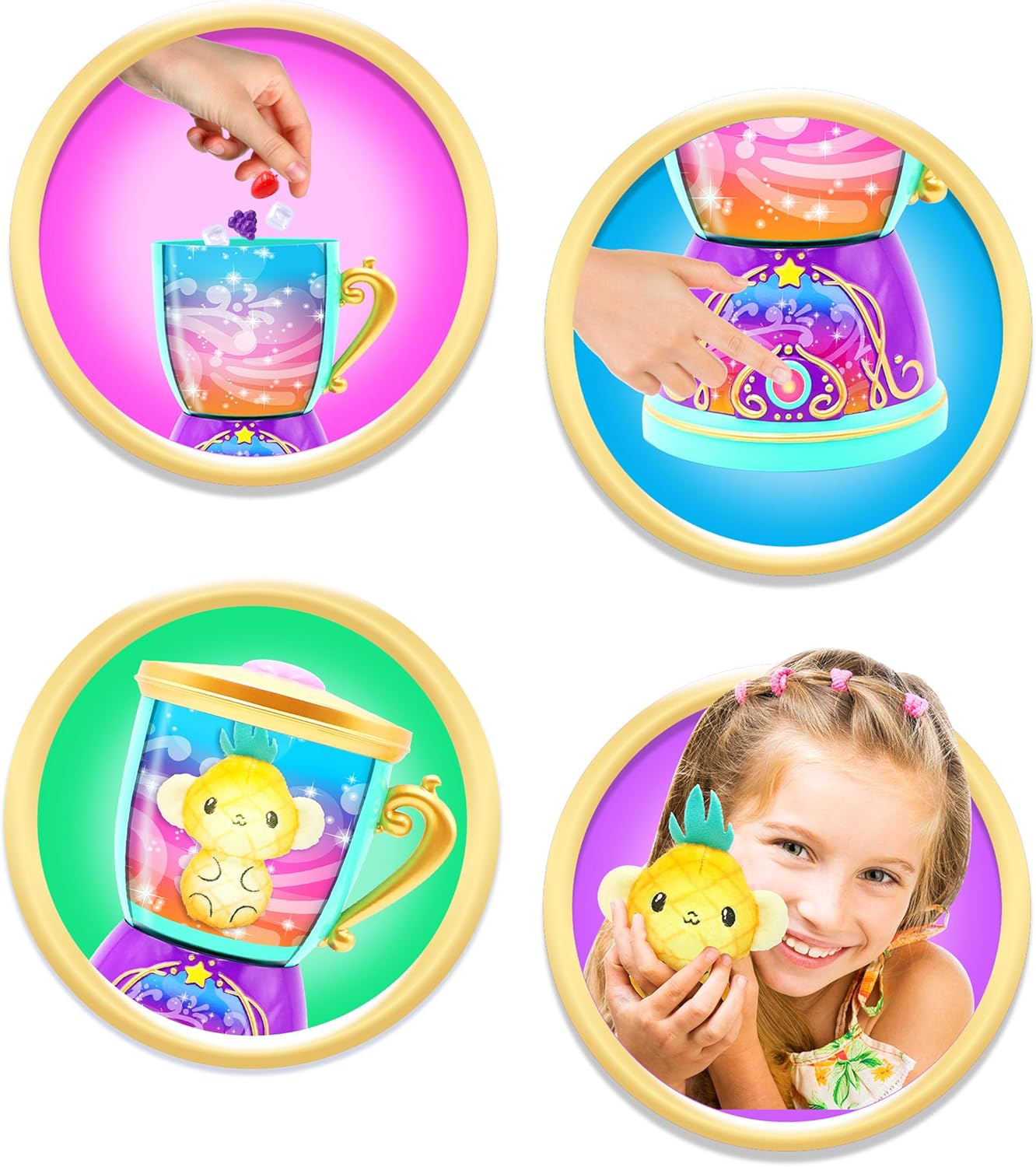 Wiz-O-Magic Surprise Blender Toy with Lights & Sounds – Spin & Mix to Reveal 2 Plush Pets – Interactive Pretend Play Kitchen Toy – Collectible Surprise Gift for Kids Ages 4-8