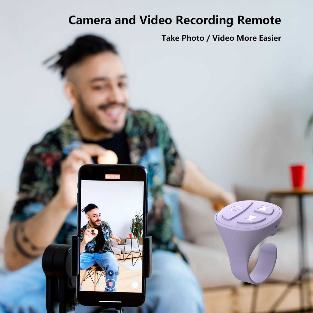 Tiktok Scrolling Ring, Bluetooth Camera Remote Control, Scrolling Ring Remote for iPhone TikTok FB YouTube IG Android Phone, Fingertip Wireless Scroller Page Turner (Baby Pink)
