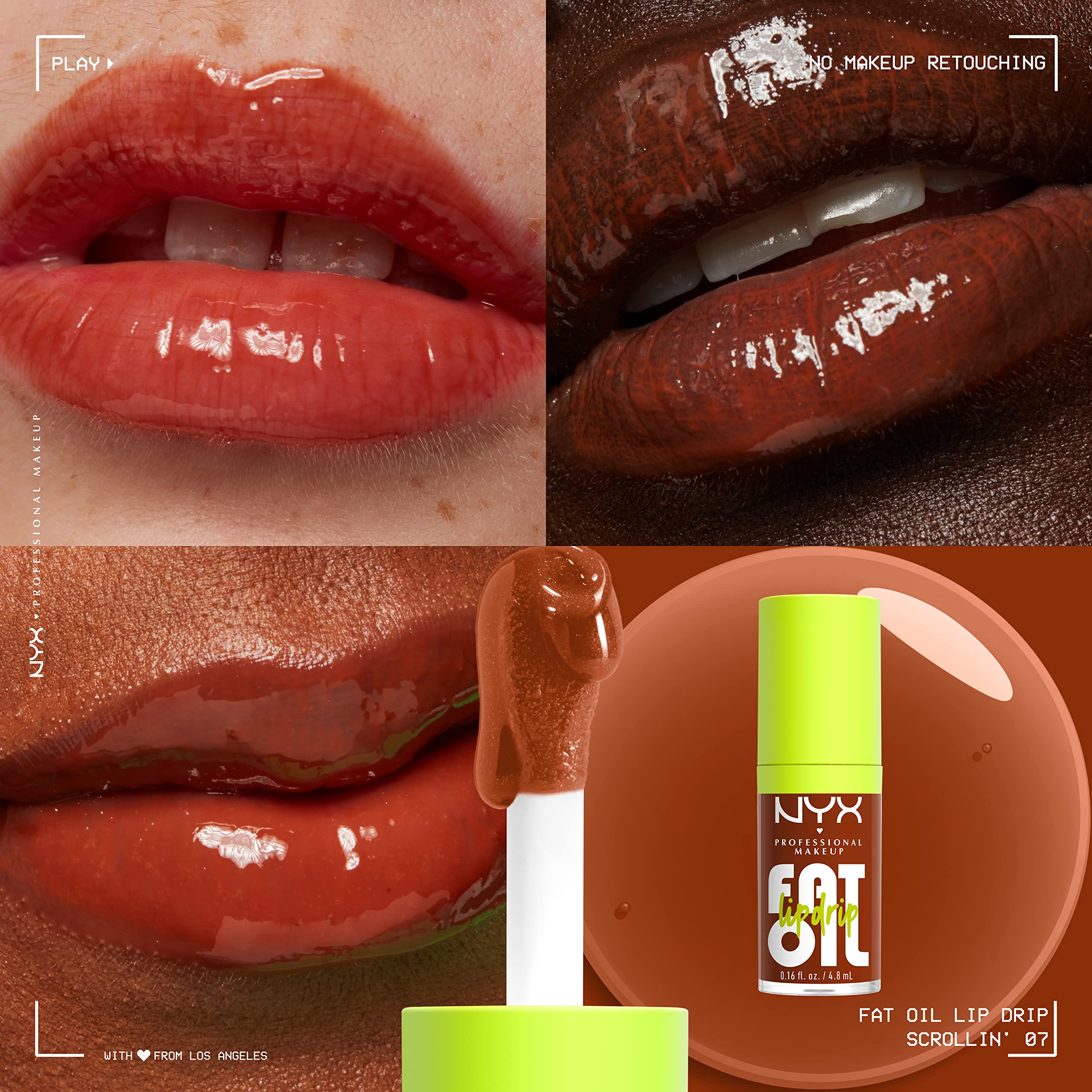 NYX PROFESSIONAL MAKEUP Fat Oil Lip Drip, Moisturizing Lip Oil Gloss, Vegan Tinted Formula, Up to 12 HR Hydration - Follow Back (Shimmering Warm Nude)