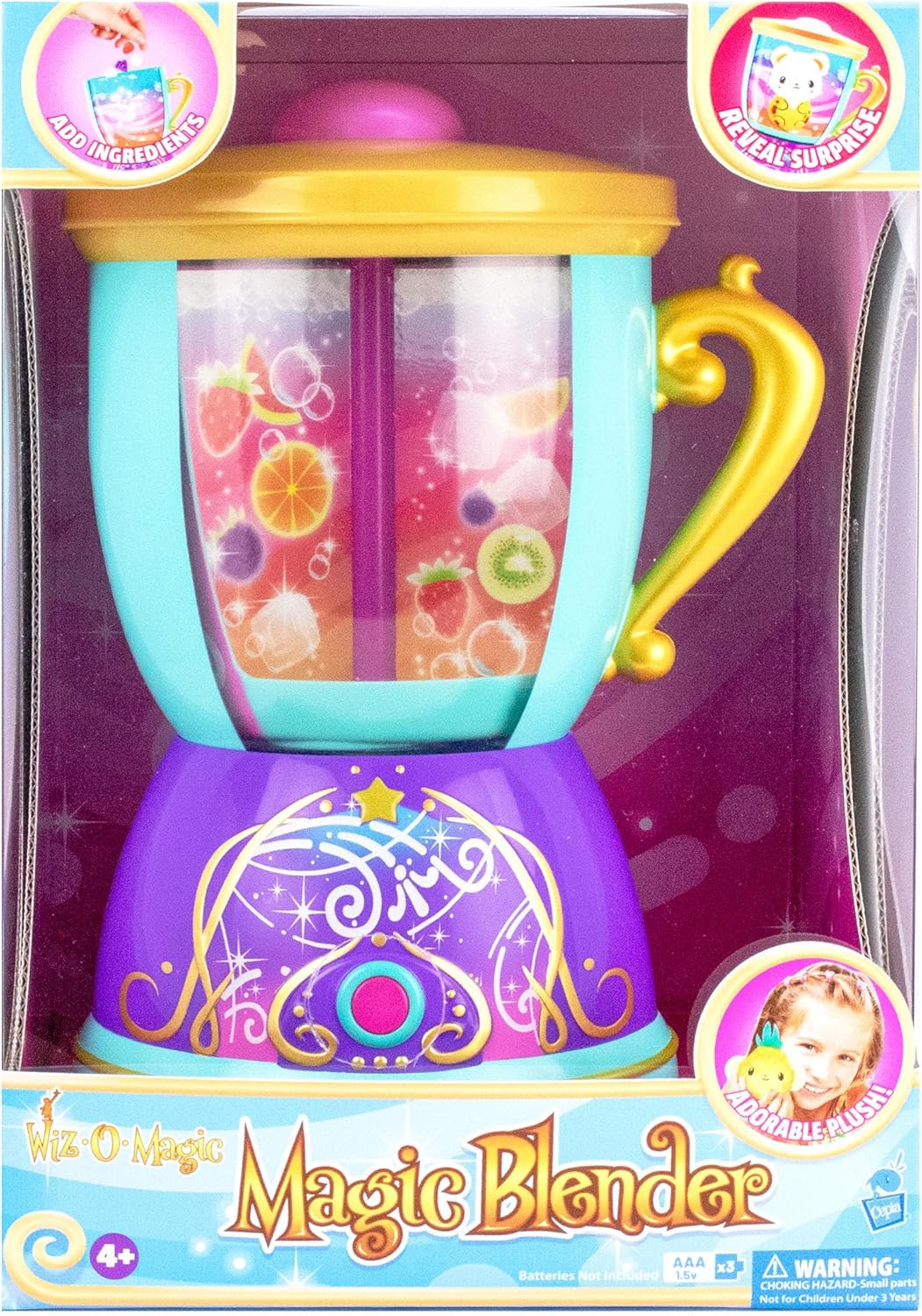 Wiz-O-Magic Surprise Blender Toy with Lights & Sounds – Spin & Mix to Reveal 2 Plush Pets – Interactive Pretend Play Kitchen Toy – Collectible Surprise Gift for Kids Ages 4-8