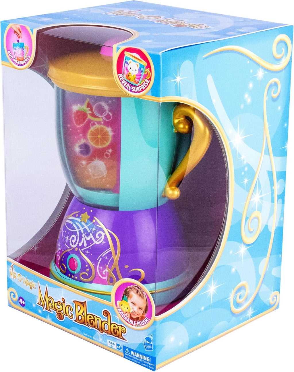 Wiz-O-Magic Surprise Blender Toy with Lights & Sounds – Spin & Mix to Reveal 2 Plush Pets – Interactive Pretend Play Kitchen Toy – Collectible Surprise Gift for Kids Ages 4-8