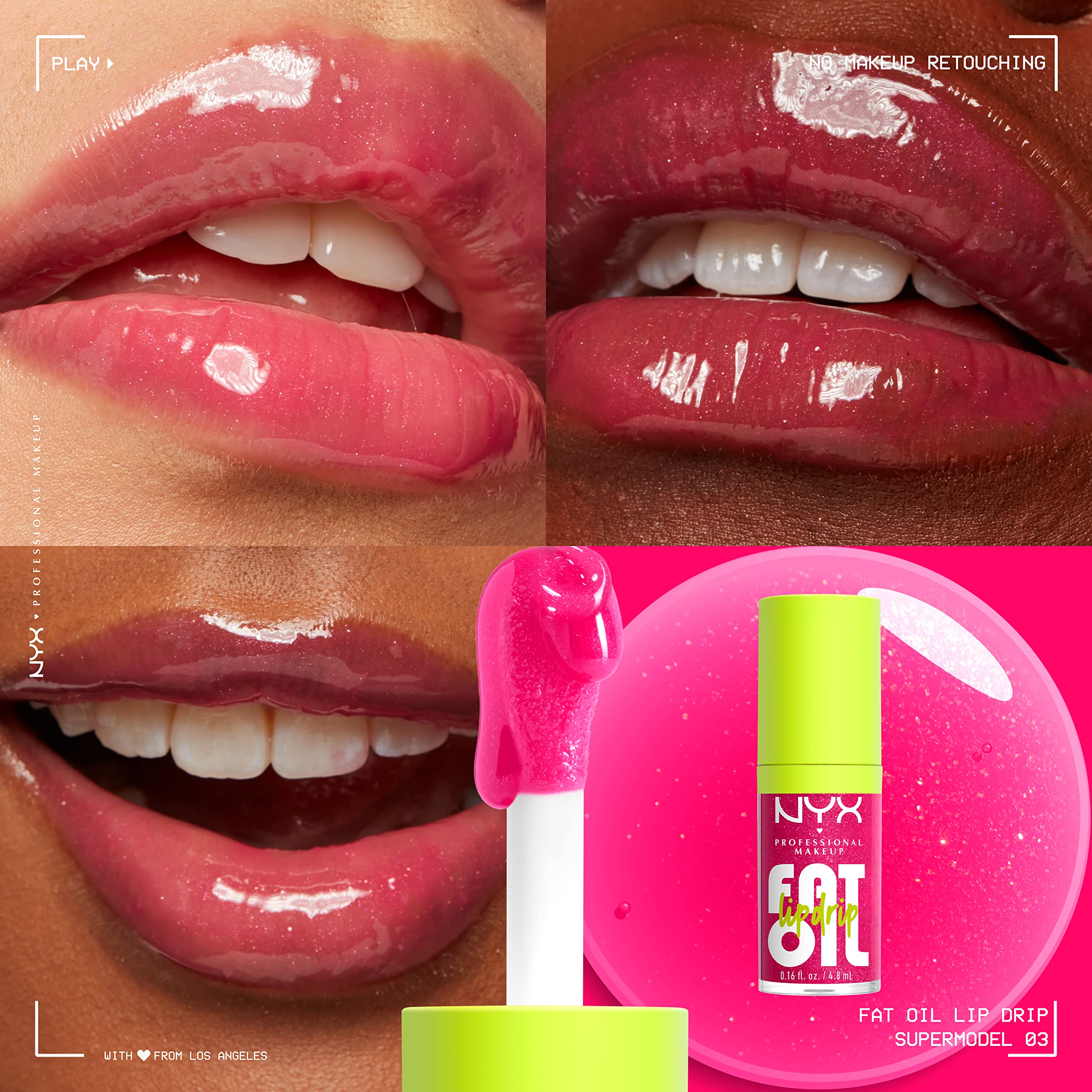 NYX PROFESSIONAL MAKEUP Fat Oil Lip Drip, Moisturizing Lip Oil Gloss, Vegan Tinted Formula, Up to 12 HR Hydration - Follow Back (Shimmering Warm Nude)
